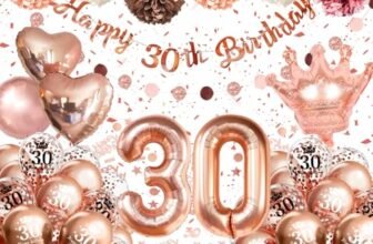 30 Anni Compleanno Donna,Palloncini 30 Anni Compleanno Oro Rosa, Decorazioni Compleanno 30 Anni con Palloncini Cuori e Corone, Striscione Happy 30th Birthday, Pompon di Carta, Decorazioni Festa Donna