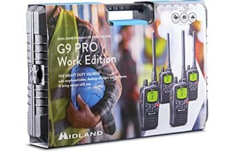 Midland – 4 Walkie Talkie G9 Pro Work Edition 103 Canali (34 PMR446/69 LPD), Ricetrasmittenti Professionali No Licenza, Portata 10Km, IPX4 Waterproof, Autonomia 18H, Batterie Ricaricabili e Accessori