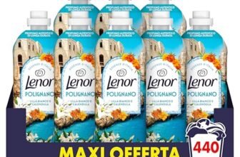 Lenor Ammorbidente Concentrato Essenze d’Italia, 440 Lavaggi (8×55), Polignano, Note di Lillà e Calendula, Profumo autentico di lunga durata
