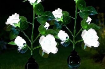 XVZ Luci Solari Giardino Esterno, fiore di rosa più grande e ampio pannello solare LED Lampada Solare da Esterno impermeabile, decorazione per giardino, terrazza, Nozze, Festa (bianco 2 pezzi)