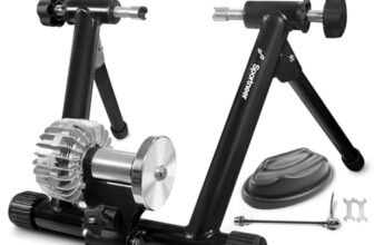 Sportneer Fluid Indoor Bike Trainer Stand – Indoor Riding Cycling Exercise Stationary Bicycle Stands Trainers with Noise Reduction Wheel for Road Bike Black 21.3 x 7.9 x 25.2″