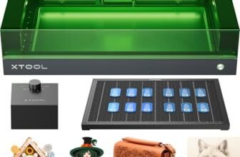 xTool S1 20W Incisore Laser Kit con Aisst Aria Intelligente e Pannello a Nido d’Ape, Fuoco Automatico, Blocco Fumo, Area di Lavoro 498 * 330mm, per Metallo, Legno, Pelle, Acrilico e Tumbler