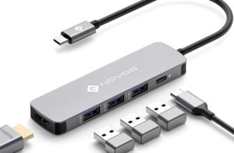 NOVOO Hub USB tipo C 5 in 1 Adattatore Multiporta con HDMI 4K@60Hz, 3 USB-A 3.0 5Gbps, PD 100W, Docking Station Compatible con MacBook Air/Pro, Chromebook, Matebook, Surface, iPad Pro, Steam Deck