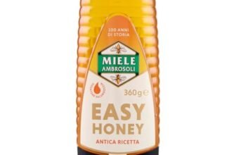 Ambrosoli Easy Honey 360 g – Miele con Dosatore Salvagoccia, Flacone Squeeze Pratico, Ideale per Colazione, Yogurt, Bevande Calde e Ricette