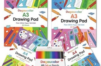 DagouColor Set di Disegno, 48 Matite a Colori, 2* A4 e 2* A3 Carta da Disegno Bianca, 100 GSM, Libri di Schizzi per Artisti Principianti Adulti Ragazzi Ragazze Bambini Piccoli