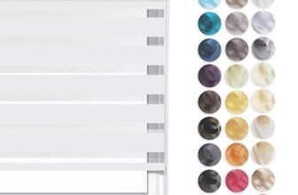 Zero Home Tende a Rullo per Interni Doppio Strato Giorno e Notte, Senza Foratura, Tende per Finestre, Tendine Finestra a Vetro, Fatto su Misura, Larghezza 30-129, Altezza 120-220, 27 Colori