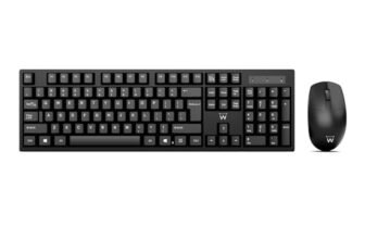 Ewent Kit Set Tastiera e Mouse Wireless, Layout QWERTY Italiano per PC/Notebook/Laptop, Windows, unico ricevitore USB, nero