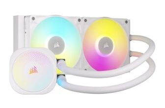 CORSAIR iCUE LINK TITAN 240 RX RGB Raffreddatore CPU a Liquido – 240mm AIO – 2x RX120 Ventole RGB Incluse – Adatto a Intel LGA 1851/1700, AMD AM5/AM4 – Hub di Sistema iCUE LINK Incluso – Bianco
