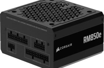CORSAIR RM850e (2025) Alimentatore ATX completamente modulare a basso rumore con cavo 12V-2×6 – conforme a ATX 3.1 e PCIe 5.1, efficienza Cybenetics Gold, condensatori a 105°C – Nero
