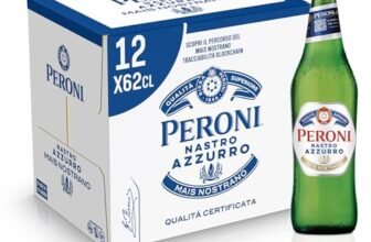 Peroni Nastro Azzurro Cassa con 12 Bottiglie di Birra Premium Lager da 62 cl, A Bassa Fermentazione, Gusto Rinfrescante e Rigenerante, Gradazione Alcolica 5% Vol