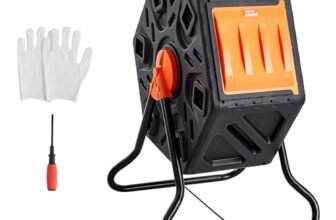 VEVOR Compostiera da Giardino Rotante 70 L Doppia Camera, Compostiera Girevole a 360° in PP Senza BPA Portata max. 20 kg per Compostaggio Rifiuti Organici di Cucina per Giardinaggio Cortile Esterno