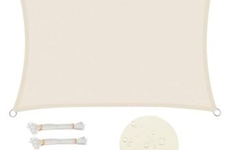 WOLTU Vela ombreggiante 4x5m in PES 160 g/m² Idrorepellente Tenda a Vela Parasole Rettangolare Protezione Solare Respirante Anti UV Giardino Esterni Crema