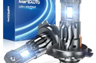 Marsauto Lampadine Led H7 40000LM, H7 Led Formato mini 1:1, Sostituzione per Lampadine Alogene, Luminosità 800%, 6500K, Ventola di Raffreddamento a 12000 giri/min, Plug and Play, Confezione da 2