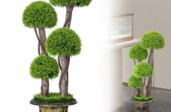UISEBRT 1 albero artificiale da 90 cm, pianta artificiale protetta dai raggi UV in vaso, pianta decorativa con effetto naturale, per casa, balcone, terrazza, interni ed esterni, albero di funghi