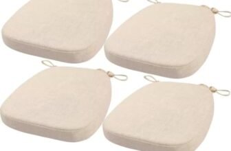 FIOVIP Cuscino per sedia con cinghie rimovibili, lavabile, doppio antiscivolo, alta elasticità(40X38X33CM(5CM),bianco,4 pezzi)