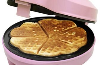 Bestron Waffle Maker, piastra per waffle a forma di cuore, macchina per waffle con antiaderente & indicatoro luminso, collezione Sweet Dreams, 700 watt, colore: Rosa
