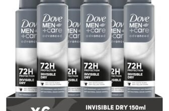Dove Deodorante Dove Men + Care Invisible Dry Spray Advanced Care, Deodorante Uomo, con 1/4 Crema Idratante, Formula Idratante e Anti-Macchia, Protezione Fino a 72 Ore, 6 Pezzi da 150 ml