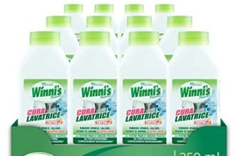Winni’s – Cura Lavatrice Igienizzante, Azione Detergente, Anticalcare e Anti Cattivi Odori, con Materie Prime di Origine Vegetale e Bio, 250 ml x 12 Confezioni