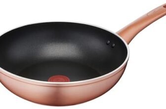 Lagostina Ramata Wok Antiaderente in Alluminio Ø 28 cm con Esterno Effetto Rame, Pentola Gas e Forno, Rivestimento Titanium Easy, Manico Ergonomico in Bakelite