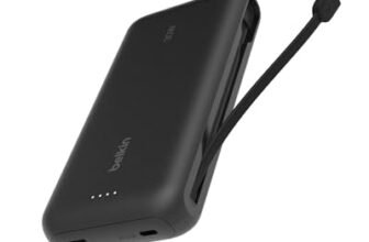 Belkin Caricabatteria portatile, power bank 20K PD 30 W con cavo integrato, ricarica rapida USB-C Power Delivery, caricabatteria portatile per iPhone 16 Series, iPad Pro, Galaxy S25 Series ecc, Nero