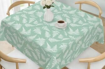 hometrixx Primavera Tovaglia Quadrato Disegno Foglie di felce Verde Tovaglie Antimacchia Poliestere Copritavolo Lavabile per 4 Posti 140x140cm Soggiorno Cucina Sala da Pranzo Giardino Esterno