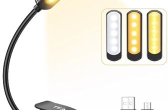 TEAMPD Luce da lettura a 10 LED, 3 colori luminosi per proteggere gli occhi, luminosità regolabile, ricaricabile tramite USB, durata della batteria 12H, clip flessibile per lettura, pittura, viaggi