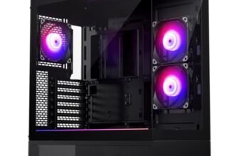 Phanteks XT View, chassis gaming mid-tower, finestrino anteriore e laterale in vetro temperato, USB-C 3.2 Gen2, 3 ventole M25-120 D-RGB incluse (Nero)