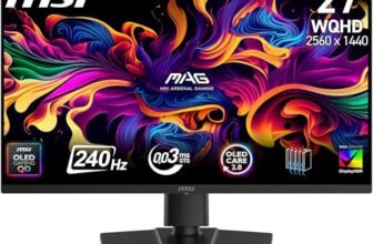 msi MAG 273QP QD-OLED X24, monitor Gaming 26,5″ WQHD (2560 x 1440) QD OLED, refresh rate 240 Hz, tempo di risposta 0,03 ms, 99% DCI-P3, E ≤ 2 – DisplayHDR True Black 400, DisplayPort 1.4a, HDMI 2.1