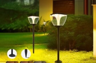 duowelly Lampada Solare Giardino Esterno,LED Luci Solari per Sentieri IP65 Impermeabile,Wireless Luce Solare con 3 Modalità，per Patio, Cortile,Vialetto,Percorso, Alto 83CM(2 Pack)