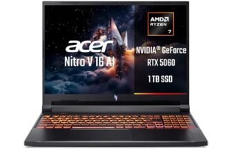 acer Nitro V 16 AI ANV16-42-R0BK Notebook Gaming, NVIDIA GeForce RTX 5060 8 GB GDDR7, Processore AMD Ryzen™ 7 260, Ram 16 GB DDR5, 1024 GB SSD, Display 16″ WUXGA IPS 180 Hz, Windows 11 Home