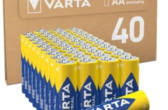 VARTA Pile AA, confezione da 40, Industrial Pro, Batterie Alcaline, 1,5V, pacco di stoccaggio in imballaggio ecologico, Made in Germany [Esclusivo su Amazon]