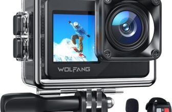 Action Camera 4K 30FPS GA120,WOLFANG Dual Color Screen Action Cam,20MP WIFI,Grandangolo 170°,Subacquea 40M Impermeabile Videocamera,Microfono Esterno, Telecomando,2 Batteries e Action Camera Accessori