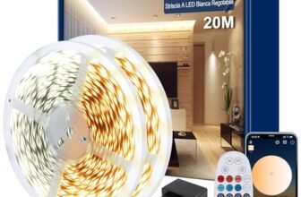 TENDIST Striscia Led Bianca Dimmerabile, 3000K-6500K Da Bianco Caldo a Bianco Freddo, 24v Con Telecomando, Striscia Led Cucina, App Intelligente Per La Decorazione (3000-6500K, 20M)