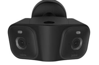 Blink Arc (ultimo modello) | Dispositivo con alimentatore plug-in e visione panoramica (piano Blink Plus richiesto), 180°, soluzione di sicurezza per 2 videocamere Mini 2K+ | Due videocamere – Nere