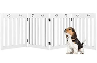 COSTWAY Cancelletto di Sicurezza Pieghevole, Barriera per Animali Domestici, in Legno, 4 Pannelli, 203 x 60 x 1,5 cm (Bianco)