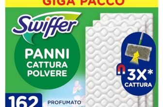 Swiffer Panni Catturapolvere, 162 Panni, Cattura e Intrappola 3 Volte Più Polvere, Sporco E Peli Di Una Scopa Tradizionale, Con Profumo Ambi Pur, Raggiunge I Punti più Difficili della Casa, Mega Pack