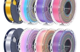 SUNLU Silk Rainbow PLA 3D Printing Filamento, 250 g x 8, seta arcobaleno, 6 + oro chiaro + argento