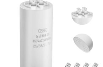 Iruihoo Condensatore motore CBB60, 5µF 450 V Condensatore 50/60 Hz Condensatore di avviamento 5UF Condensatore di marcia motore Connettore per motore elettrico