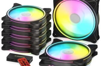 AsiaHorse PC 120MM RGB Ventola, ARGB Case Fan con Hub Control, 4 aureole CPU Case Fan con 24 LED indirizzabili, Computer Cooler Fan per Mainboard Aura Sync, 1500RPM, Nero, 6PACK