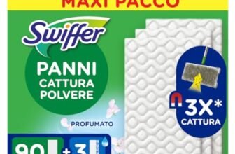 Swiffer Panni Cattura Polvere, 90 Microfibra Dry e 3 Lavapavimenti, e Sporco, Ottimo per Tutti i Tipi di Pavimenti e per i Peli di Animali, Maxi Formato