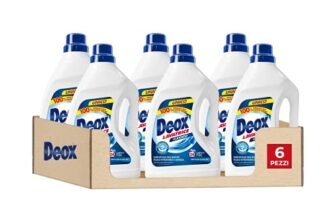 Deox – Detersivo Lavatrice Liquido Classico, 144 Lavaggi, Smacchia e Igienizza, con Formula Antiodore, 1200ml x 6 Confezioni