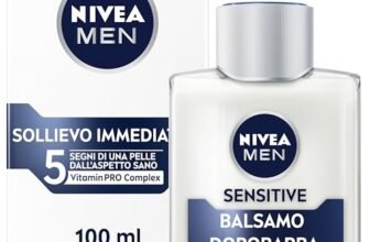 NIVEA MEN Sensitive Balsamo Dopobarba Uomo 100 ml, Dopobarba uomo per un sollievo immediato dalle irritazioni e una pelle morbida e sana, Balsamo barba per il post-rasatura delle pelli sensibili