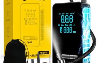 Compressore Aria Portatile 150PSI – Gonfiatore Elettrico Tutto-in-Uno con Display LCD, USB & Type-C per Auto, Moto, Bici, Palla