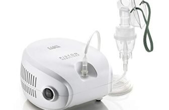 LAICA Aerosol a Pistone NE2014 – Nebulizzatore per Aerosolterapia a Nebulizzazione Fine con Maschere Adulto e Pediatrica, Ampolla Regolabile, Boccaglio, Forcella Nasale e 5 Filtri