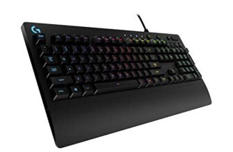 Logitech G G213 Prodigy Tastiera da gioco, tasti retroilluminati RGB Lightsync, resistente agli schizzi, tasti personalizzabili, tasti multimediali dedicati,layout internazionale QWERTY US INT’L-Nero