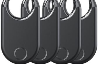 Smart Air Tags Bluetooth Tracker Finder 4 pezzi, Bluetooth Localizzatore Funziona con Apple Dov’è App (solo iOS) Trova oggetti e chiavi per Bagagli, Valigie, ZainiBorse, Batteria Sostituibile. Nero