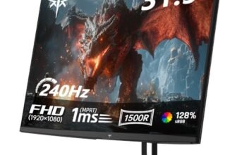 KTC Monitor Gaming Curvo 32 Pollici 240Hz | FHD | 1ms MPRT | Pannello VA 1500R | HDR | Contrasto 5000:1 | AMD FreeSync, Flicker-Free | sRGB 128% Ampia Gamma Cromatica | HDMI 2.0/DP 1.4 | VESA | H32C5