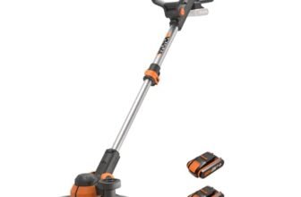 WORX WG163E Decespugliatore Tagliabordi a Batteria 20V, stelo in Alluminio regolabile, Rasaerba Elettrico da Giardino, Diametro Taglio 30 cm e filo da 1.65 mm – 2 Batterie Incluse