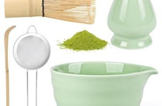 5 Pezzi Matcha Kit, Matcha Whisk Set,Frusta Matcha, Ciotola Matcha, Supporto Chasen, Cucchiaio di Matcha, Setaccio Di Matcha, per La Casa, l’Ufficio e la Sala da Tè (Verde chiaro)