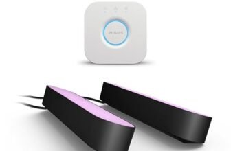 Philips Hue White and Color Ambiance Lampada da Tavolo LED Smart Play e Hue Bridge, Con Alimentatore Incluso, 2 pezzi, Nero
